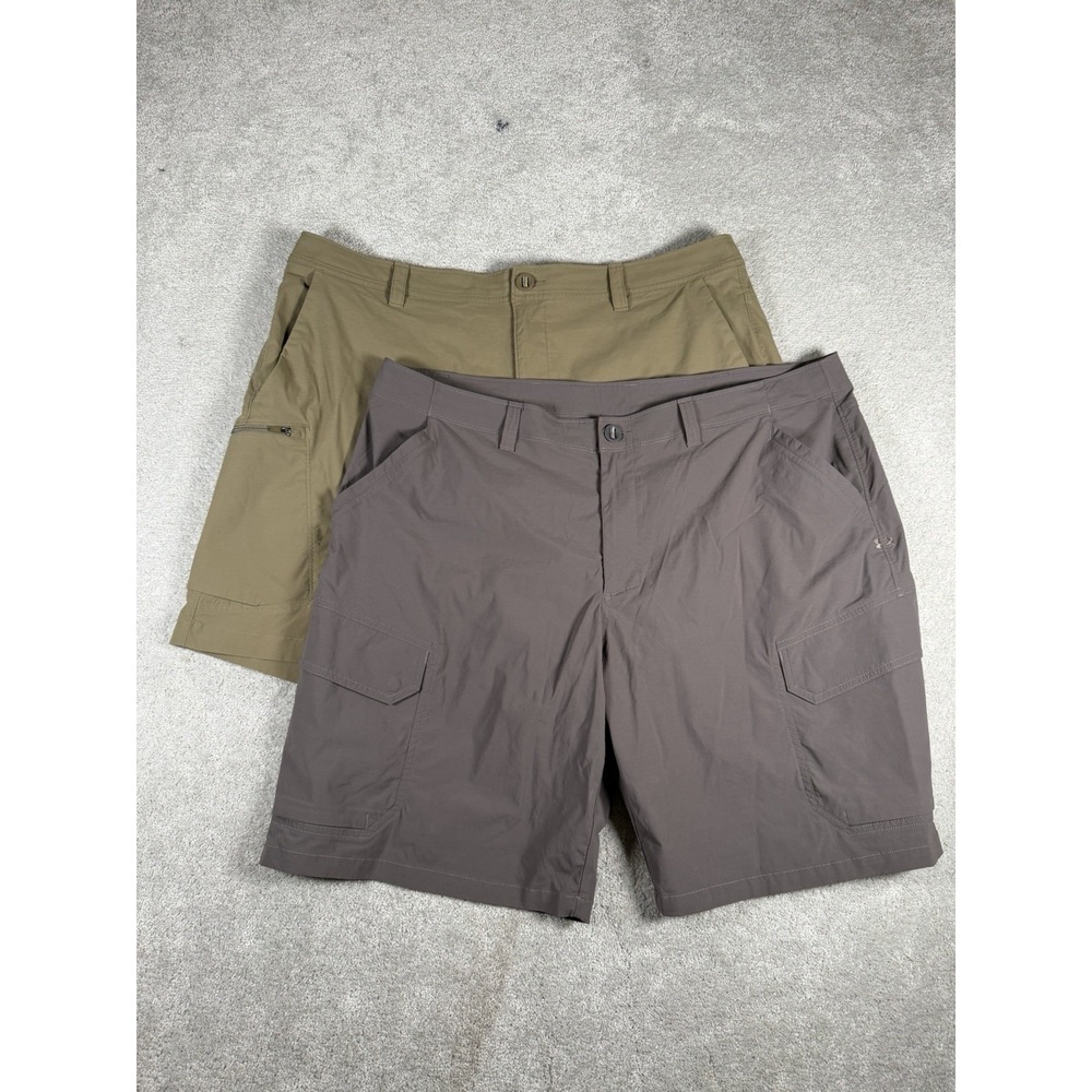 2 LOT Under Armour Heat Gear Shorts 42 Performance Stretch Cargo Hiking Gorpcore